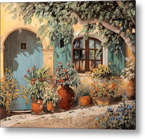 Blue Door Metal Print featuring the painting La Porta Azzurra by Guido Borelli