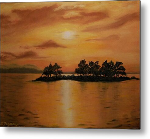 Sunset Northern Alberta Metal Print featuring the painting Lac La Biche Sunset by Sharon Duguay