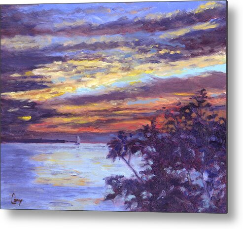 Sunset Metal Print featuring the painting Lake Erie Sunset by Michael Camp
