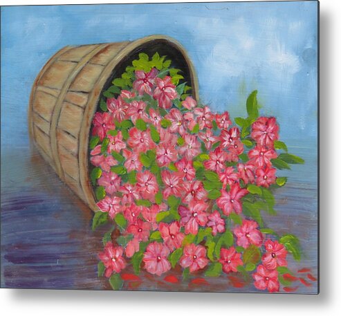 Basket Metal Print featuring the painting Last Flowers of Summer by Sharon Schultz