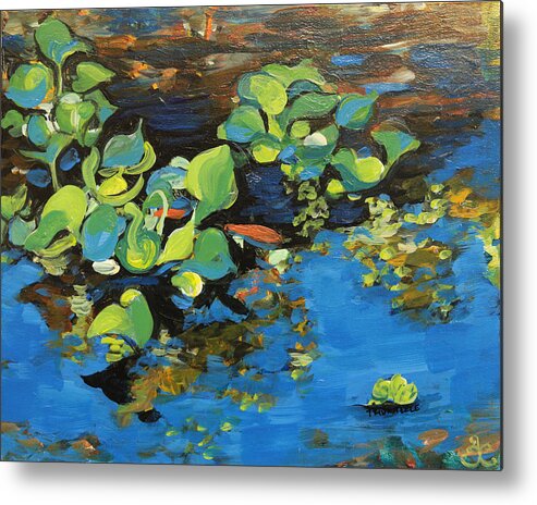 Water Metal Print featuring the painting Laura's Pond I by Trina Teele