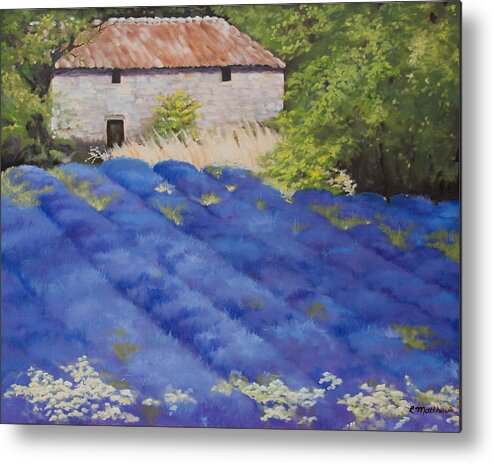 Lavender Metal Print featuring the painting Lavender Fields by Rebecca Matthews