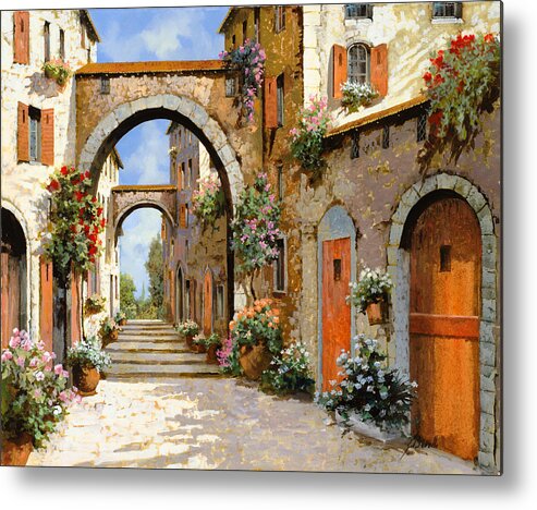 Landscape Metal Print featuring the painting Le Porte Rosse Sulla Strada by Guido Borelli