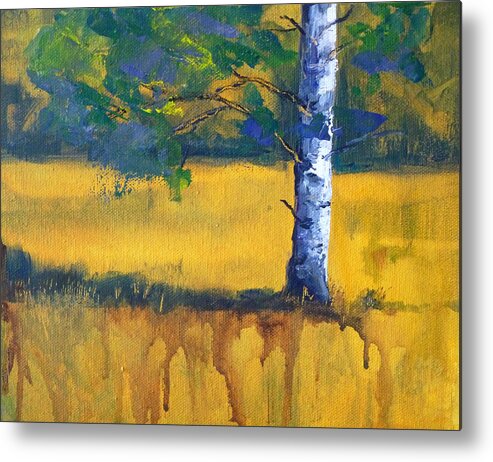 Abstract Landscape Metal Print featuring the painting Leaving a Shadow by Nancy Merkle
