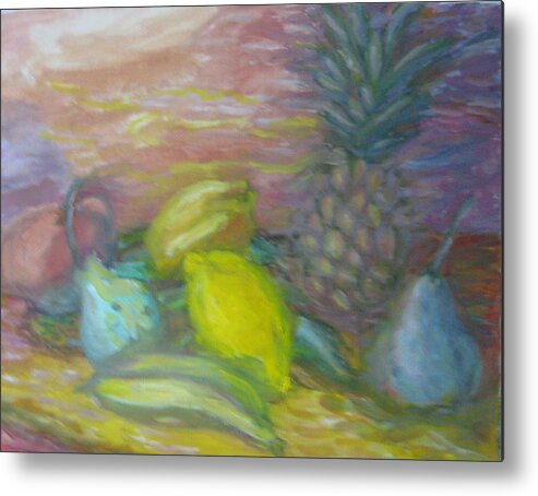 Still Life Metal Print featuring the painting Lemon's Loves by Enrique Ojembarrena