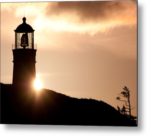 Oregon Metal Print featuring the photograph Lighthouse at Sunset by Roberta Kayne