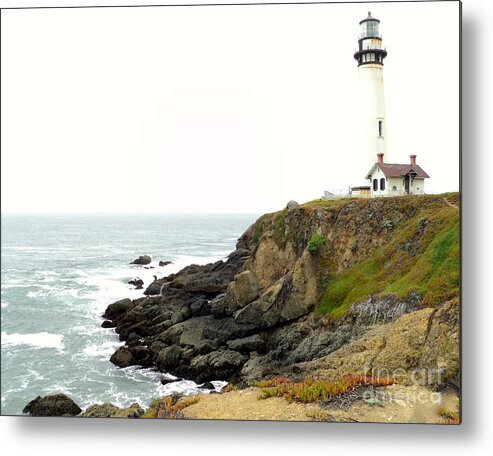 Ocean Metal Print featuring the photograph Lighthouse Keeping Watch by Carla Carson