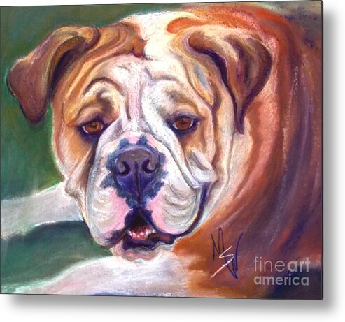 Bull Dog Metal Print featuring the pastel Lilly by Mindy Sue Werth