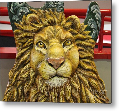 Lion Metal Print featuring the photograph Lion Face Guitar by Cynthia Snyder