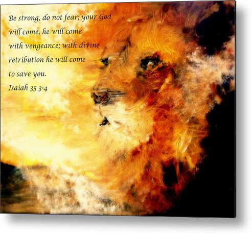 Lion Of Judah Metal Print featuring the painting Lion of Judah Courage by Amanda Dinan