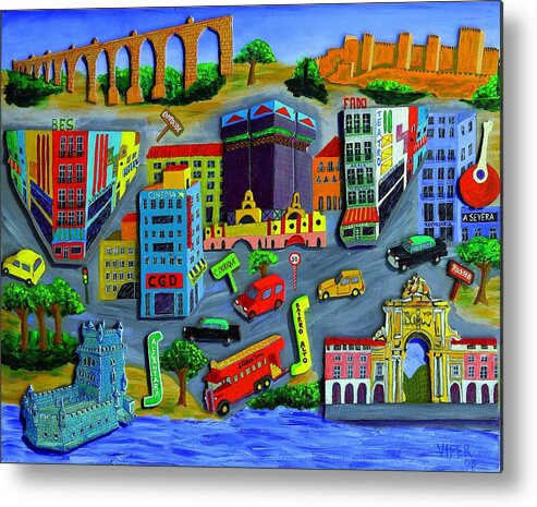 Lisbon Metal Print featuring the painting Lisbon Portugal by Vitor Fernandes VIFER