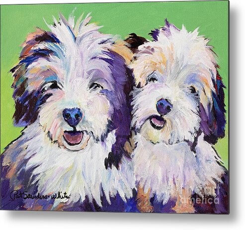  Pat Saunders-white Paintings Metal Print featuring the painting Litter Mates by Pat Saunders-White
