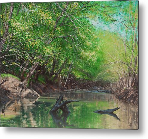 Little Red River Metal Print featuring the painting Little Red Morning by Glenn Pollard