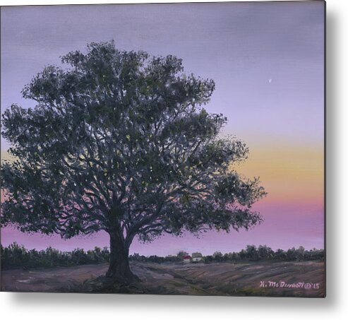 Oak Tree Metal Print featuring the painting Live Oak - Farm Fields - Tabor City NC by Kathleen McDermott