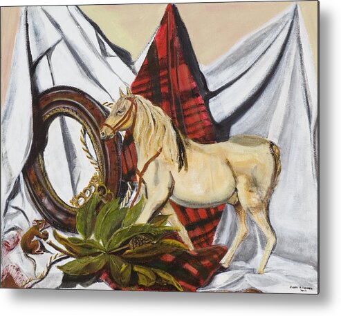 Susan Culver Unique Metal Print featuring the painting Long may he ride by Susan Culver