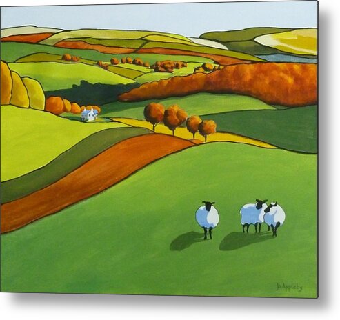 Jo Appleby Metal Print featuring the painting Looking at Ewe by Jo Appleby