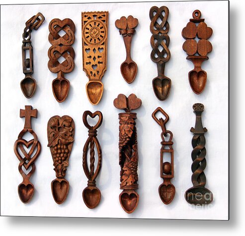 Welsh Metal Print featuring the sculpture Love Spoons by Karen Adams