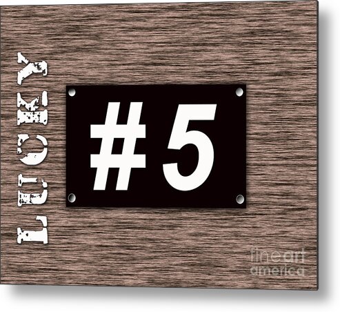 Lucky Number Mixed Media Mixed Media Metal Print featuring the mixed media Lucky Number 5 by Marvin Blaine