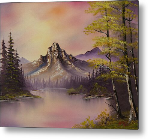 Landscape Metal Print featuring the painting Luminous Lake by Chris Steele