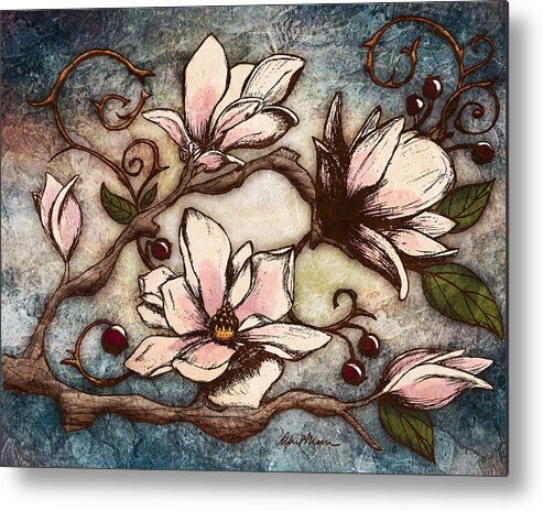 Magnolia Metal Print featuring the digital art Magnolia Branch I by April Moen