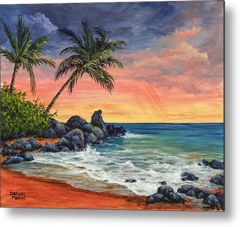Landscape Metal Print featuring the painting Makena Beach Sunset by Darice Machel McGuire