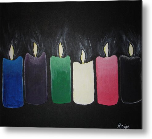 Candles Metal Print featuring the painting Manifestation Candles by Angie Butler