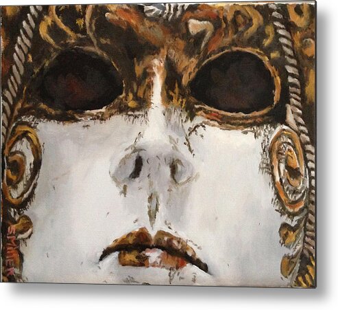 Mask Metal Print featuring the painting Mask by Sylvia Miller