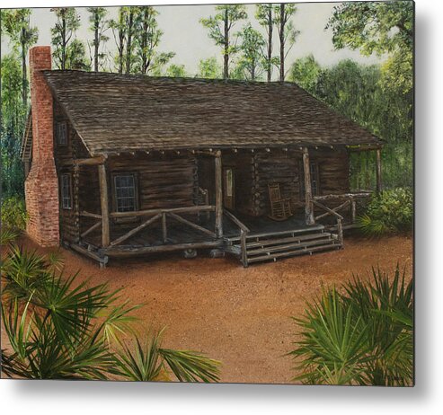 Mcmullen Metal Print featuring the painting McMullen Log Cabin by Nancy Lauby