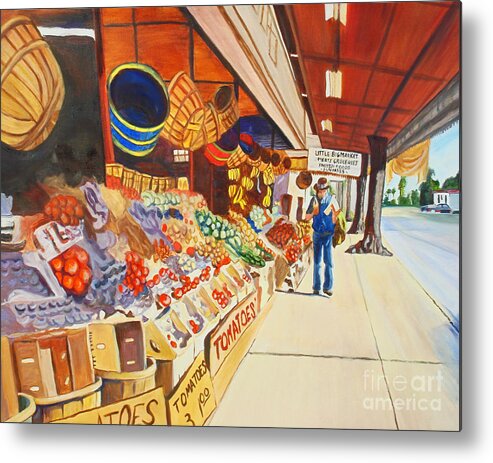 Homeless Man Fruit Market Metal Print featuring the painting Me and My Hi C by Susan Duda