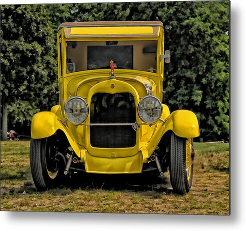Antique Car Metal Print featuring the photograph Mellow Yellow by Liz Mackney