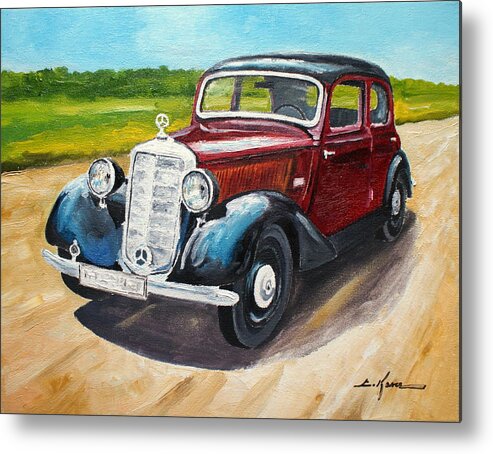 Mercedes Metal Print featuring the painting Mercedes 170 v by Luke Karcz