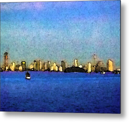 Blue Metal Print featuring the photograph Miami Skyline by Jessica Levant