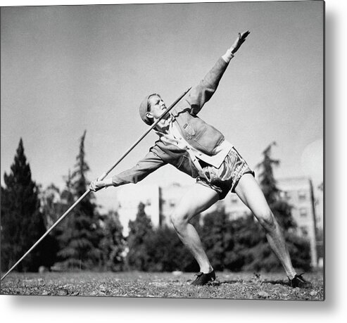 Personality Metal Print featuring the photograph Mildred Babe Didrikson Holding A Javelin by Acme