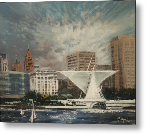 Milwaukee Metal Print featuring the painting Milwaukee Lakefront by Tom Shropshire