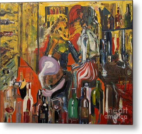 Dining Metal Print featuring the painting Mind That Hot Tea by James Lavott
