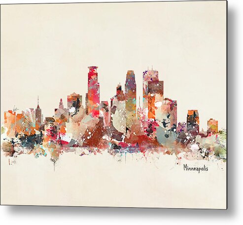 Minneapolis Minnesota Metal Print featuring the painting Minneapolis Minnesota by Bri Buckley