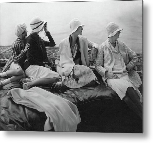Accessories Metal Print featuring the photograph Models On A Yacht by Edward Steichen