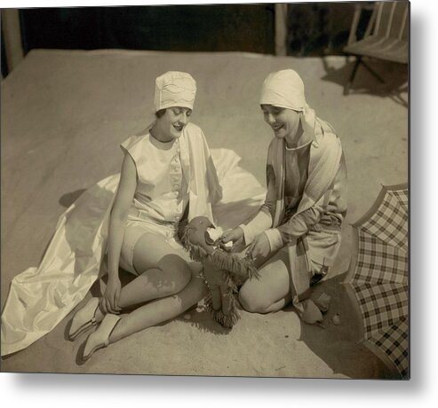 Accessories Metal Print featuring the photograph Models Wearing Bathing Suits by Edward Steichen