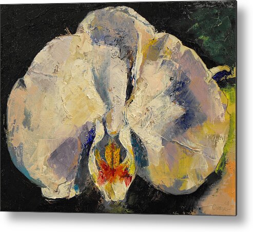 Moon Metal Print featuring the painting Moon Orchid by Michael Creese