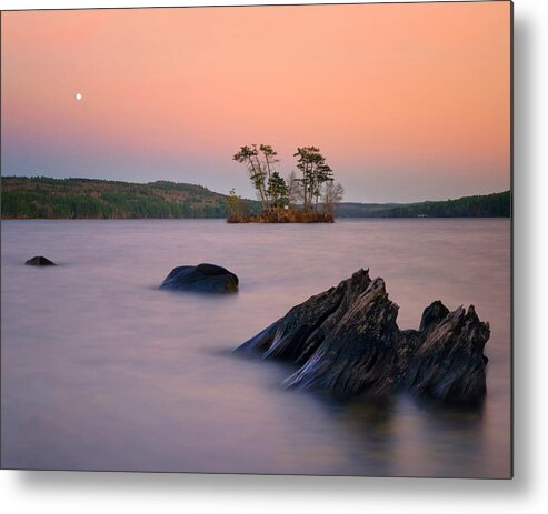 Moose Pond Metal Print featuring the photograph Moon Over Moose by Darylann Leonard Photography