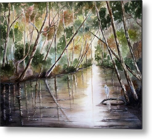River Metal Print featuring the painting Morning Reflections by Mary McCullah