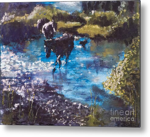 Horse Metal Print featuring the painting Morning Round Up by Jim Fronapfel