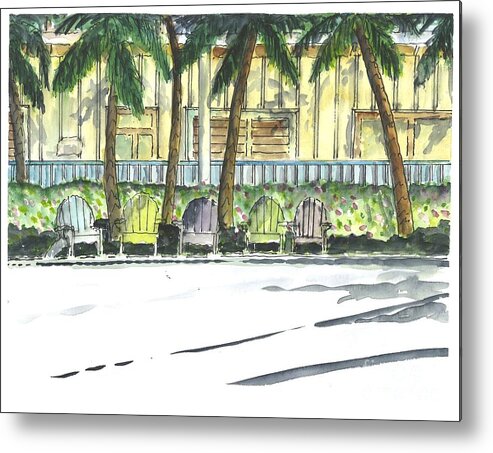  Metal Print featuring the painting Motel Chairs by Patrick Grills