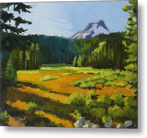 Landscape Metal Print featuring the painting Mt. Hood Meadow by Alice Leggett
