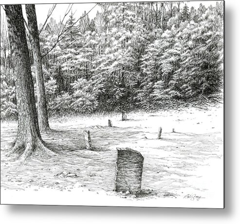 Smoky Mountain National Park Metal Print featuring the drawing Mullin's Cemetery by Bob George