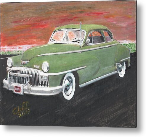 1947 Desoto Metal Print featuring the painting My First Car by Cliff Wilson