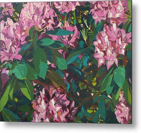 Pink Metal Print featuring the painting My Ruby by Leah Tomaino