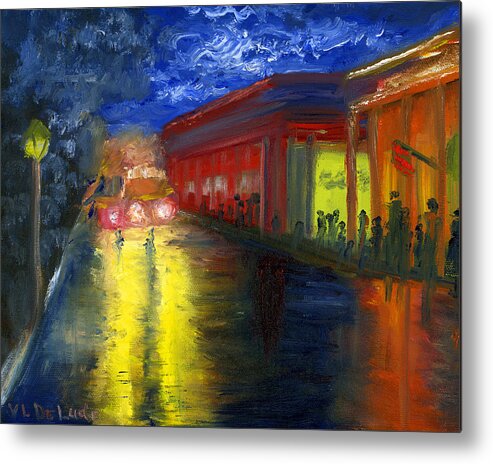 Natchitoches Metal Print featuring the painting Natchitoches Louisiana Mardi Gras Parade at Night by Lenora De Lude