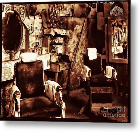 Negro Metal Print featuring the photograph Negro Barber Shop 1936 Atlanta by Audreen Gieger