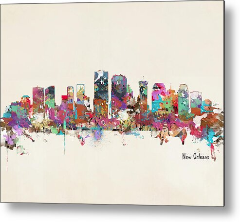 New Orleans Metal Print featuring the painting New Orleans Louisiana Skyline by Bri Buckley